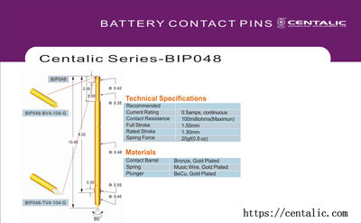 Battery Contact Probe Pogo Pin BIP048 Series for Connector Application