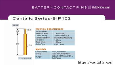Battery Contact Probe Test Pogo Pin BIP102 Series for Connector Application