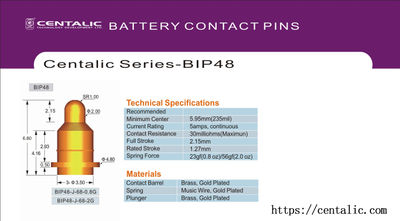 Battery Contact Probe Test Pogo Pin BIP48 for Connector Application