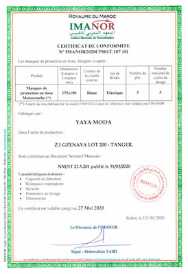 Bavette 3 Plis Haute Qualité en Tissu Lavable Certifié imanor nm/st 21.5.201 - Photo 4