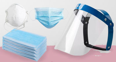 Bavette gants kit de protection sur-chaussure gel antibactérien visière masque - Photo 2