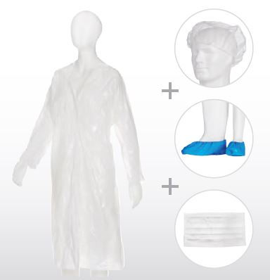 Bavette gants kit de protection sur-chaussure gel antibactérien visière masque - Photo 5