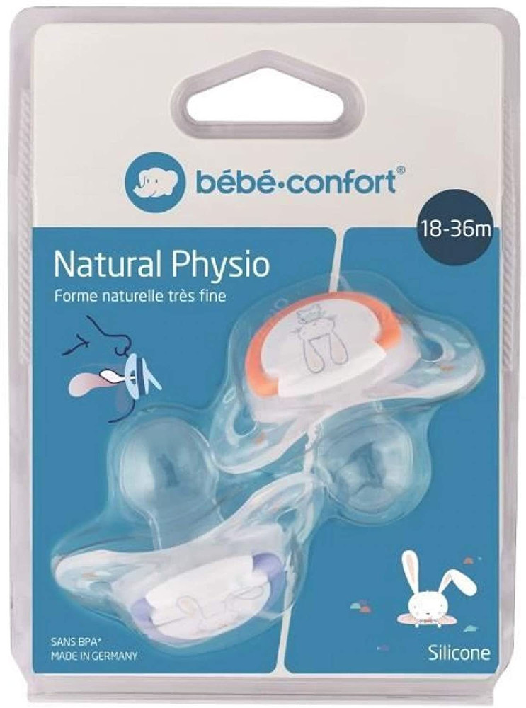 Bebe Confort Lot De 2 Sucettes Natural Physio En Silicone 18 36 Mois Sweet