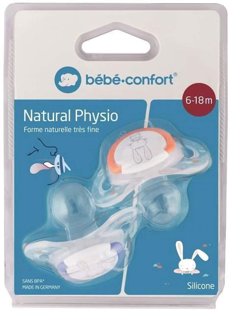 Bebe Confort Lot De 2 Sucettes Natural Physio En Silicone 6 18 Mois Sweet