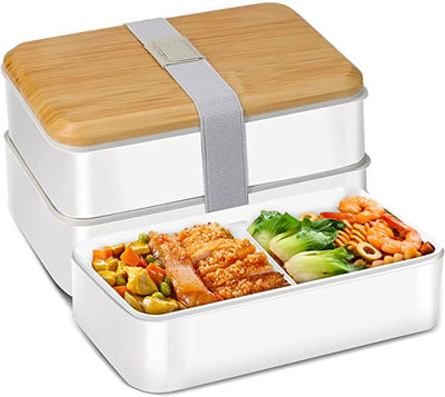 Bento Box, contenedores de 2 capas, lonchera Bento, con cuchara y tenedor