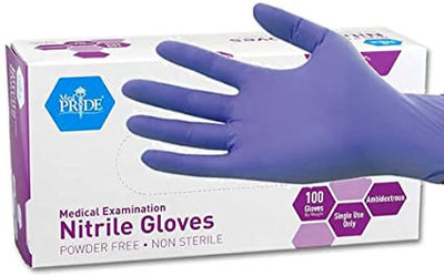 Bezlateksowe bezpudrowe nitrylowe rękawice egzaminacyjne niebieskie 2020 - Zdjęcie 2
