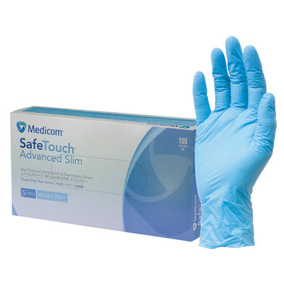 Bezlateksowe bezpudrowe nitrylowe rękawice egzaminacyjne niebieskie 2020 - Zdjęcie 4