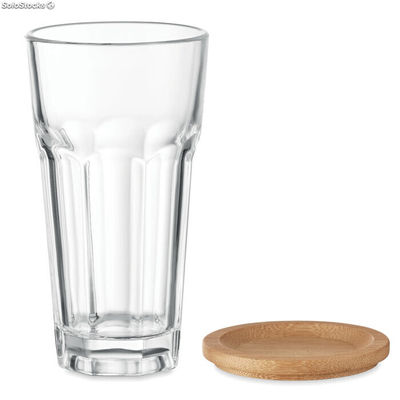 Bicchiere con tappo in bamboo trasparente MIMO6452-22