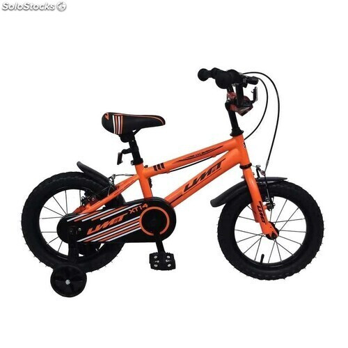 B064 Bicicleta Magic para niños talla 14 con cesta y ruedines 4-6 años AZUL