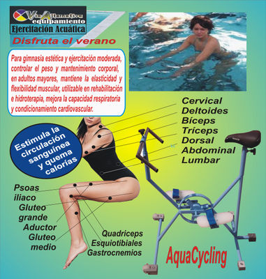 Bicicleta fija sub acuática p/fitness, ejercitación, hidroterapia, 3 edad - Foto 3