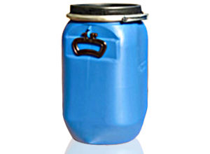 Bidón metálico con ballesta azul
