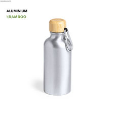 Bidón aluminio y tapón de bambú, 400 ml.