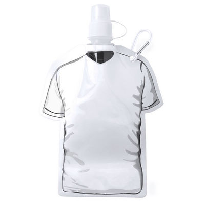 Bidón camiseta 470ml con mosquetón y cuerpo flexible en PET