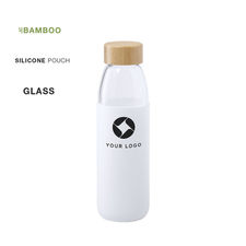 Bidón cristal/bambú 540 ml. Funda silicona