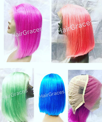 Big promotion: front lace wig, human hair lace parrucche naturale pink hair