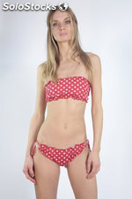 Bikini a fascia stampato slip brasiliana medio con lacci laterale