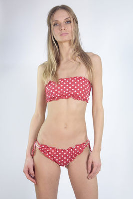 Bikini a fascia stampato slip brasiliana medio con lacci laterale