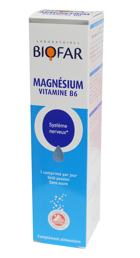 Vlekkeloos Belastingbetaler mot Biofar Magnesium Vitamine B6 - système nerveux (20 Comp)