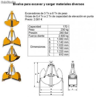 Bivalva nueva para excavación y carga,entrega inmediata