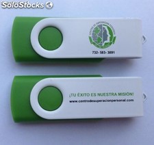 blanco memoria usb giratoria con personalizados logotipo