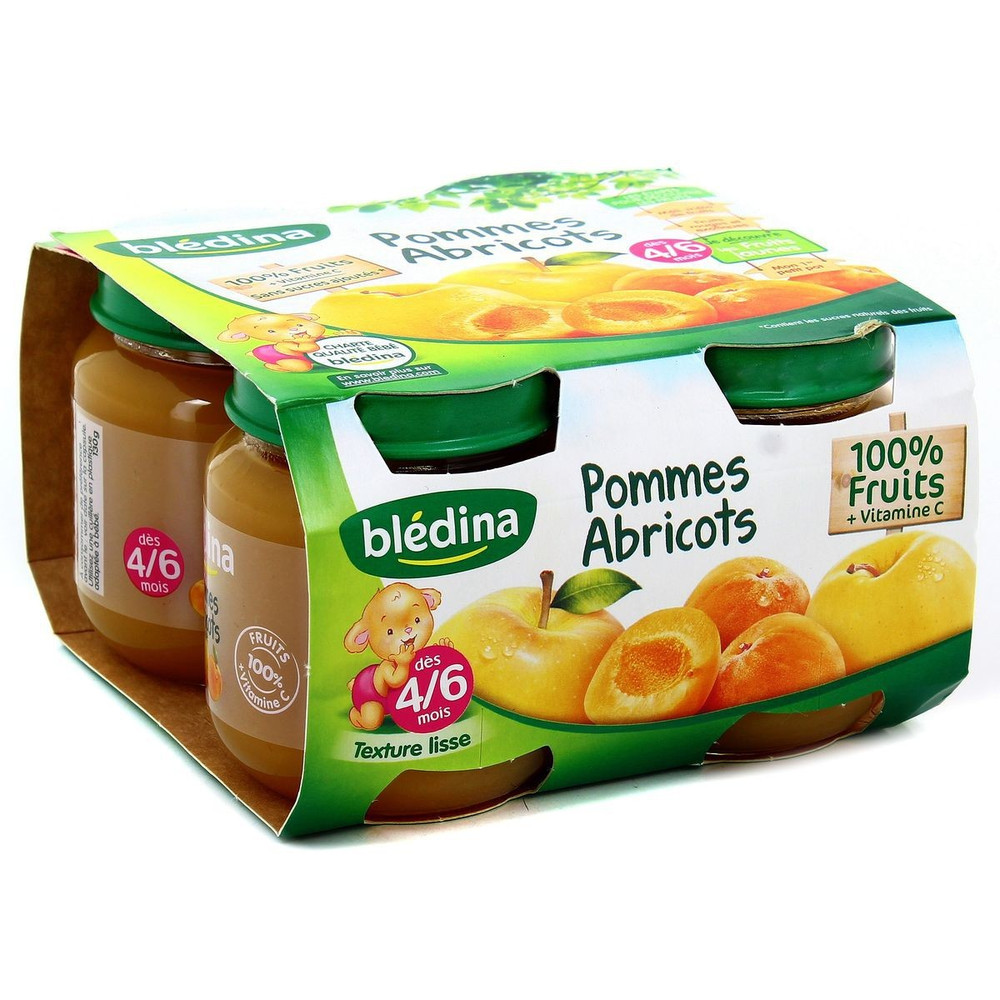 Bledina Compotes Bebe Des 4 Mois Pomme Abricot Les 4 Pots De 130 G