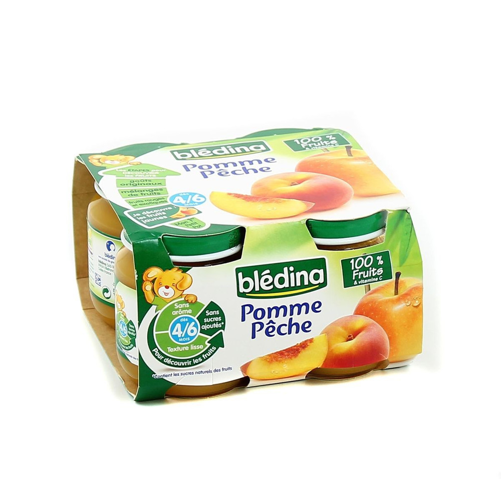 Bledina Compotes Bebe Des 4 Mois Pommes Peches Les 4 Pots De 130 G