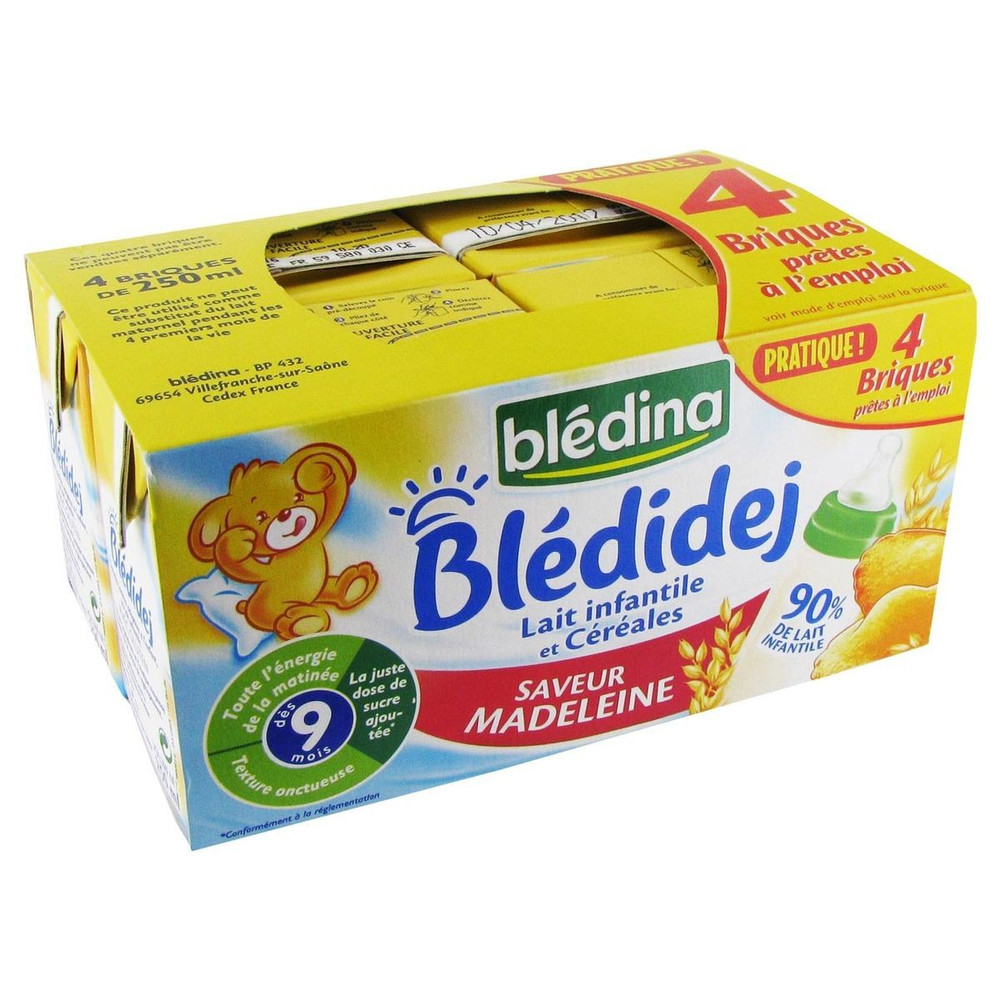 Bledina Lait Et Cereales Bebe Bledidej Des 9 Mois Madeleine Les 4 Briques De 250