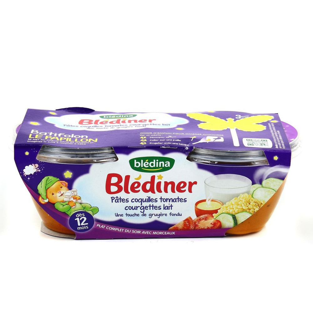 Bledina Plats Bebe Des 12 Mois Pates Tomates Courgettes Blediner Les 2 Bols De