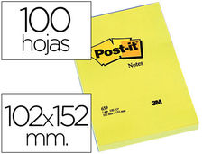Bloc de notas adhesivas quita y pon post-it 102X152 mm con 100 hojas 659