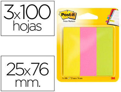 Bloc de notas adhesivas quita y pon post-it 671/3 mininotas rosa/verde/amarillo