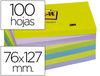 Bloc de notas adhesivas quita y pon post-it 76X127 mm ultra intenso pack de 6