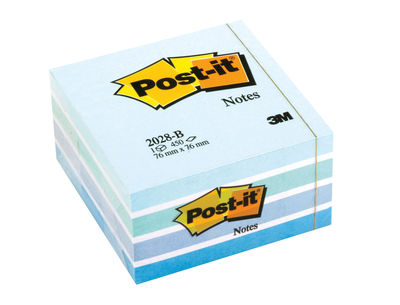 Bloc de notas adhesivas quita y pon post-it 76x76 mm cubo color azul pastel 450 - Foto 2