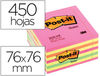 Bloc de notas adhesivas quita y pon post-it 76X76 mm cubo color rosa neon 450
