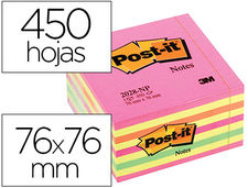 Bloc de notas adhesivas quita y pon post-it 76X76 mm cubo color rosa neon 450