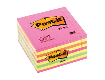 Bloc de notas adhesivas quita y pon post-it 76x76 mm cubo color rosa neon 450 - Foto 2