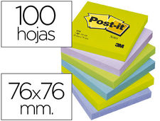 Bloc de notas adhesivas quita y pon post-it 76X76 mm ultra intenso surtido pack