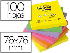 Bloc de notas adhesivas quita y pon post-it 76X76 mm z-notesultra intenso pack