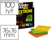 Bloc de notas adhesivas quita y pon post-it extreme 76X76 mm con 45 hojas pack