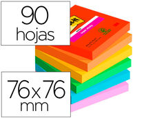 Bloc de notas adhesivas quita y pon post-it super sticky playful 76x76 mm 90