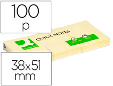 Bloc de notas adhesivas quita y pon q-connect 38X51 mm con 100 hojas