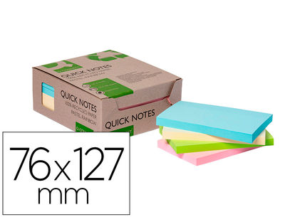 Bloc de notas adhesivas quita y pon q-connect 76x127 mm 100% papel reciclado