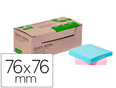 Bloc de notas adhesivas quita y pon q-connect 76x76 mm 100% papel reciclado