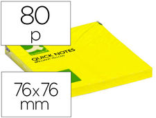 Bloc de notas adhesivas quita y pon q-connect 76X76 mm amarillo neon 80 hojas
