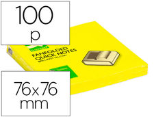 Bloc de notas adhesivas quita y pon q-connect 76X76 mm amarillo neon zig-zag