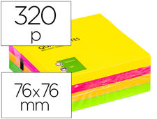 Bloc de notas adhesivas quita y pon q-connect 76X76 mm fluorescente con 320
