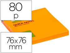 Bloc de notas adhesivas quita y pon q-connect 76X76 mm naranja neon 80 hojas