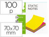 Bloc de notas electrostaticas quita y pon q-connect 70x70 mm 100 hojas 5 colores
