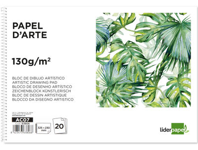 Bloc dibujo liderpapel artistico espiral 230x325mm 20 hojas 130g/m2 sin recuadro - Foto 2