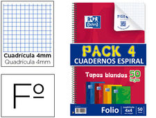 Bloc espiral oxford tapa flexible optik paper folio 50 hojas 90 gr cuadros 4 mm