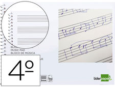 Bloc musica liderpapel pentagrama 3MM cuarto 20 hojas 100G/M2